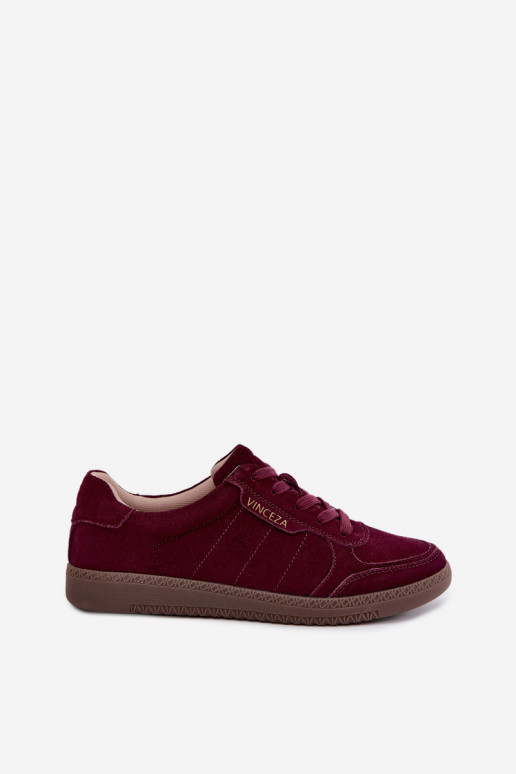 Damen Sneakers aus bordeaux Veloursleder Vinceza 79635