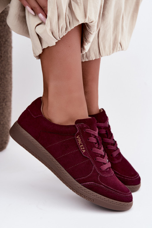 Damen Sneakers aus bordeaux Veloursleder Vinceza 79635