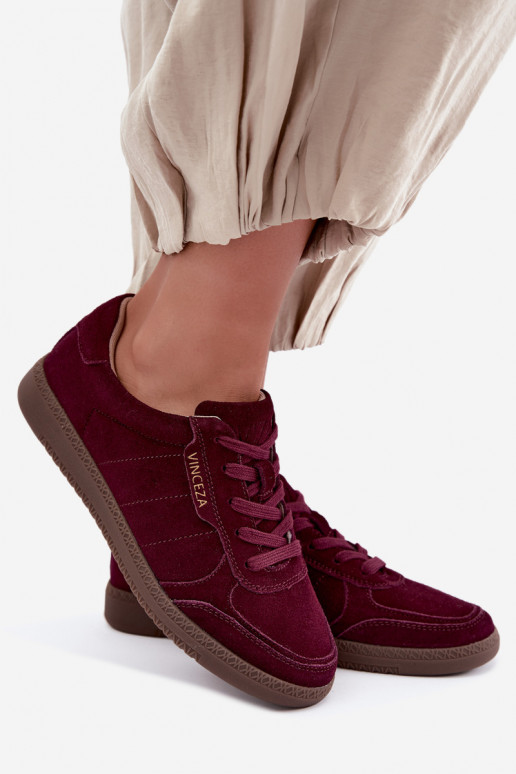 Damen Sneakers aus bordeaux Veloursleder Vinceza 79635