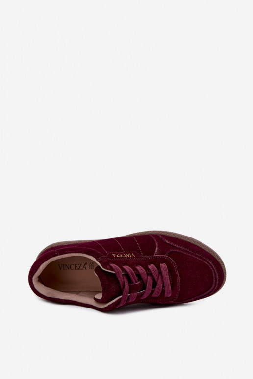 Damen Sneakers aus bordeaux Veloursleder Vinceza 79635