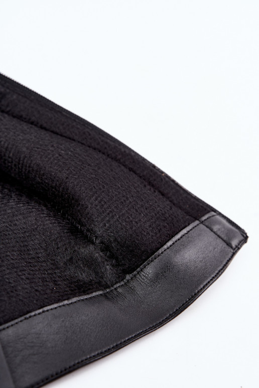 Wärmende Damenstiefel mit genähtem Schaft und Absätzen schwarz Salia