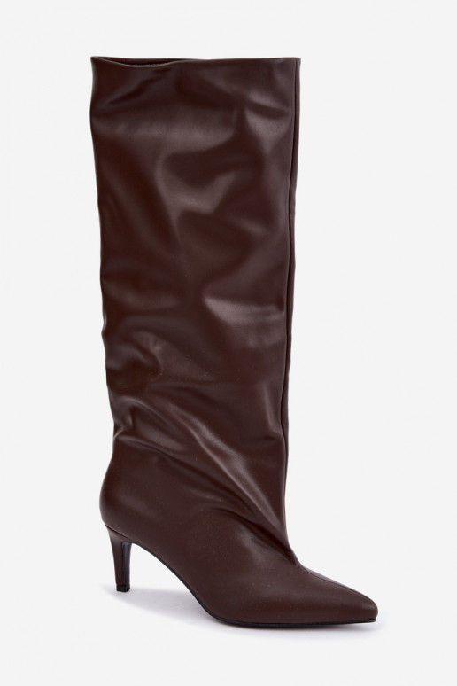 Wärmende Damen Stiefeletten mit dünnen Absätzen schokoladenbraun Olivienne