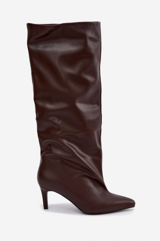 Wärmende Damen Stiefeletten mit dünnen Absätzen schokoladenbraun Olivienne