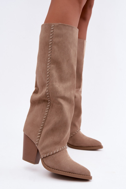 Damenstiefel im Cowboy-Stil mit Blockabsatz sandfarben Noeline