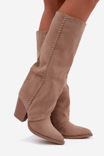 Damenstiefel im Cowboy-Stil mit Blockabsatz sandfarben Noeline 2
