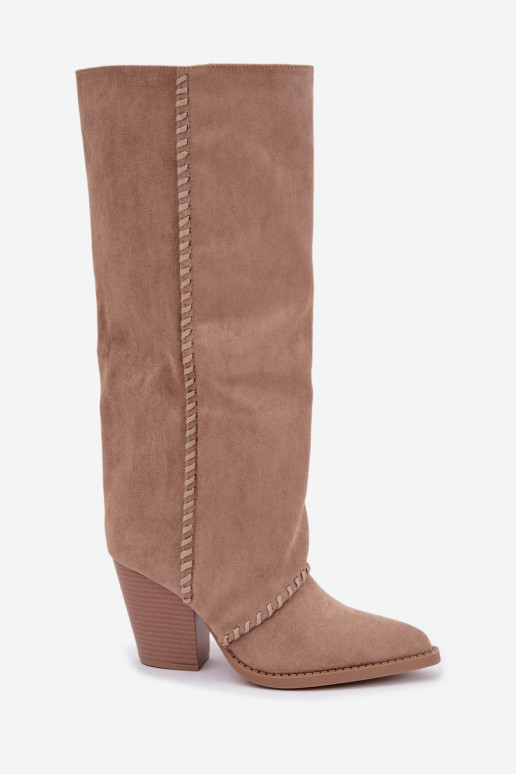 Damenstiefel im Cowboy-Stil mit Blockabsatz sandfarben Noeline