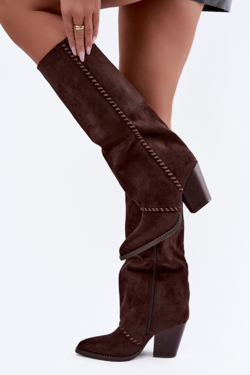 Damenstiefel im Cowboy-Stil mit Blockabsatz schokoladenbraun Noeline