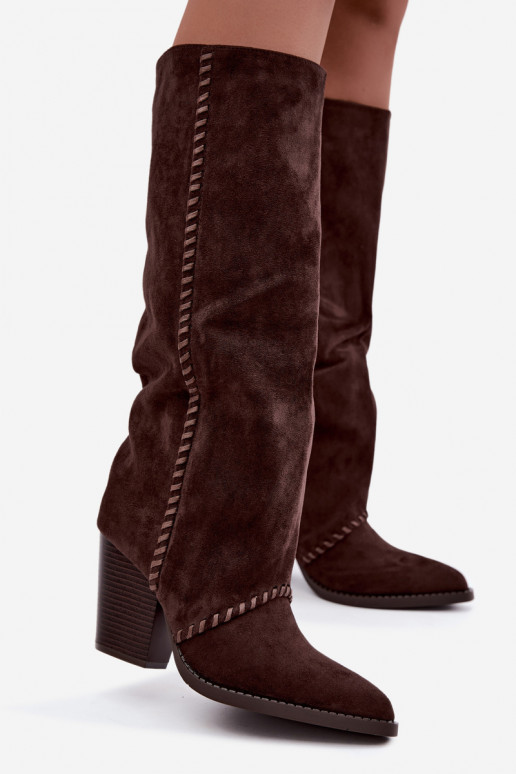Damenstiefel im Cowboy-Stil mit Blockabsatz schokoladenbraun Noeline