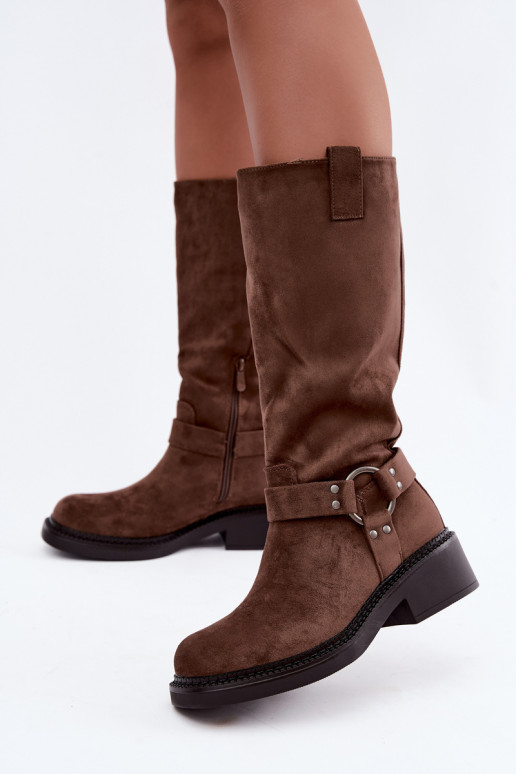 Damen-Kniehohe Stiefel mit dekorativen Details in Braun Morla
