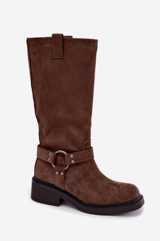 Damen-Kniehohe Stiefel mit dekorativen Details in Braun Morla
