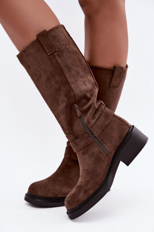 Damen-Kniehohe Stiefel mit dekorativen Details in Braun Morla