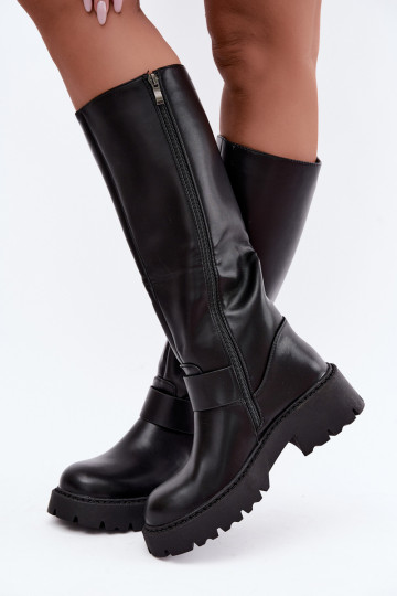 sich Zuarm laufen Damenstiefel mit Schnallen schZuarze Farbe Glena