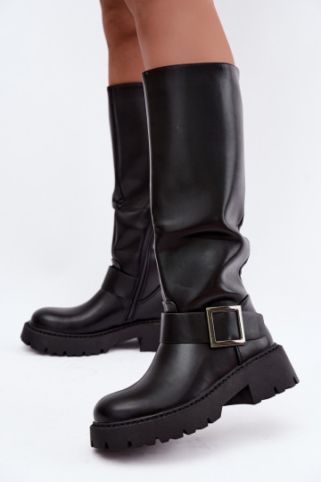 sich Zuarm laufen Damenstiefel mit Schnallen schZuarze Farbe Glena 2