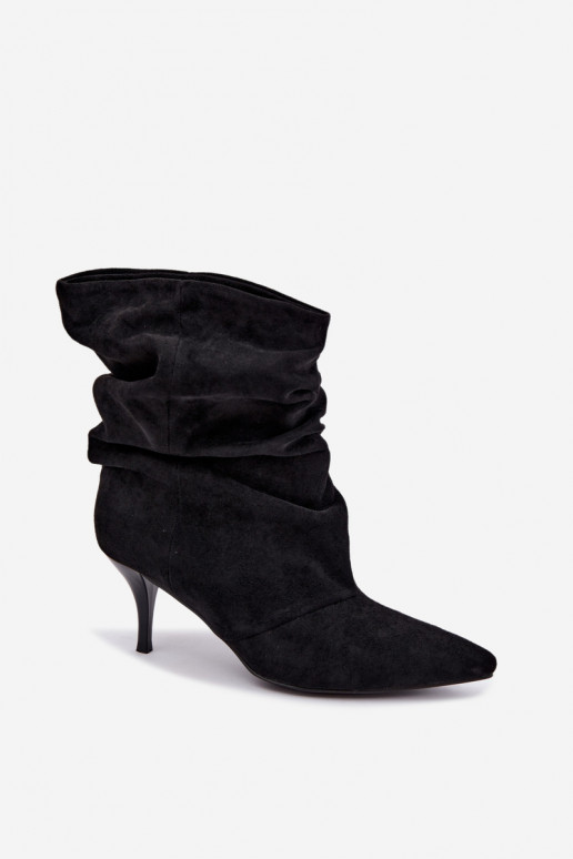 Damen slouchy Ankle Boots mit dünnen Absätzen in Schwarz Harissa