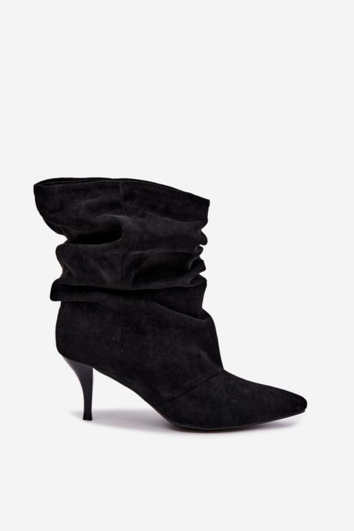 Damen slouchy Ankle Boots mit dünnen Absätzen in Schwarz Harissa