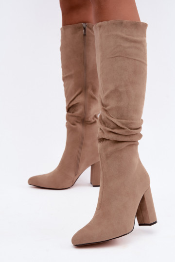 sich Zuarm laufen Stiefel mit Absätzen Mit Rüschen Beige Imelia