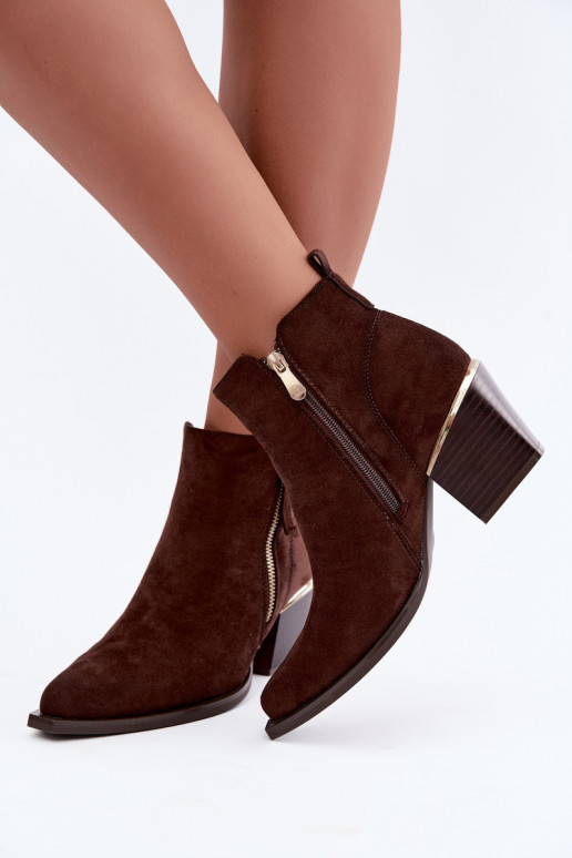 Cowboy-Stil Stiefeletten mit dekorativem Reißverschluss, schokoladig Jarelia