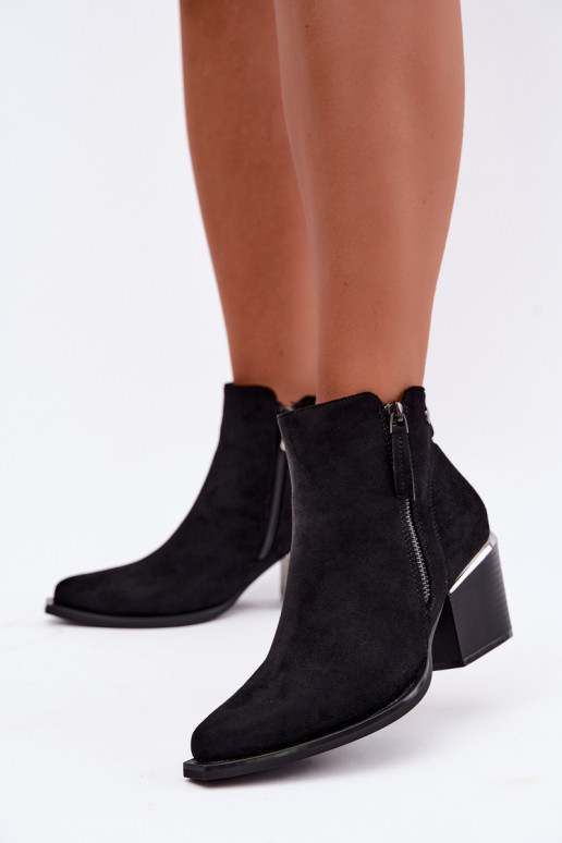 Cowboy-Stil Stiefeletten mit dekorativem Reißverschluss, schwarz Jarelia