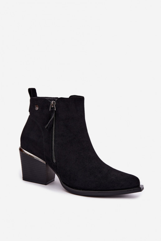 Cowboy-Stil Stiefeletten mit dekorativem Reißverschluss, schwarz Jarelia