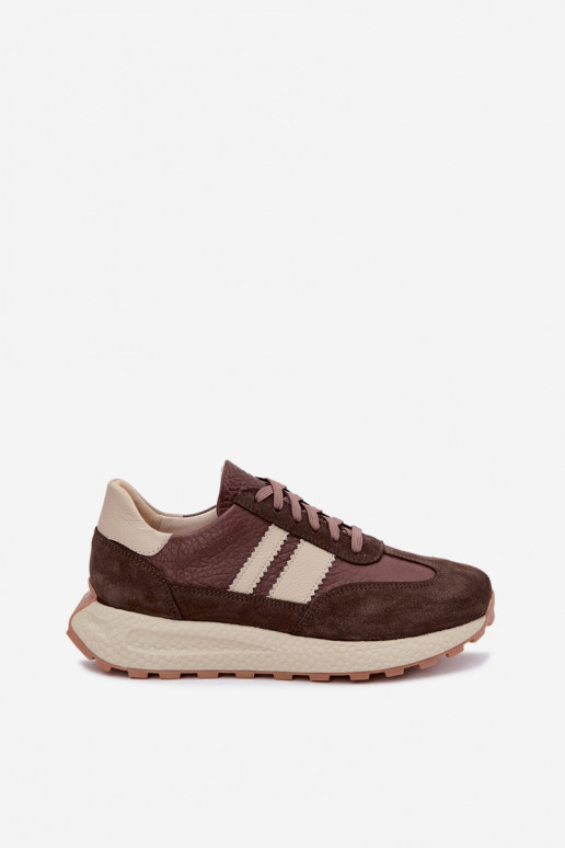 Kunstveloursleder Sneakers mit Plattform Zazoo N1291, schokoladig