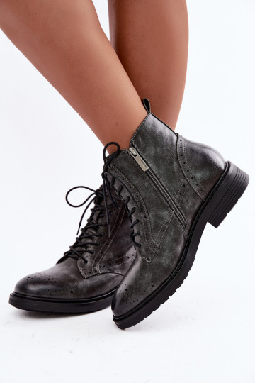 Damenstiefel mit breiten Absätzen sich Zuarm laufen Medicine RIN16-OBD426-90X graue Farbe
