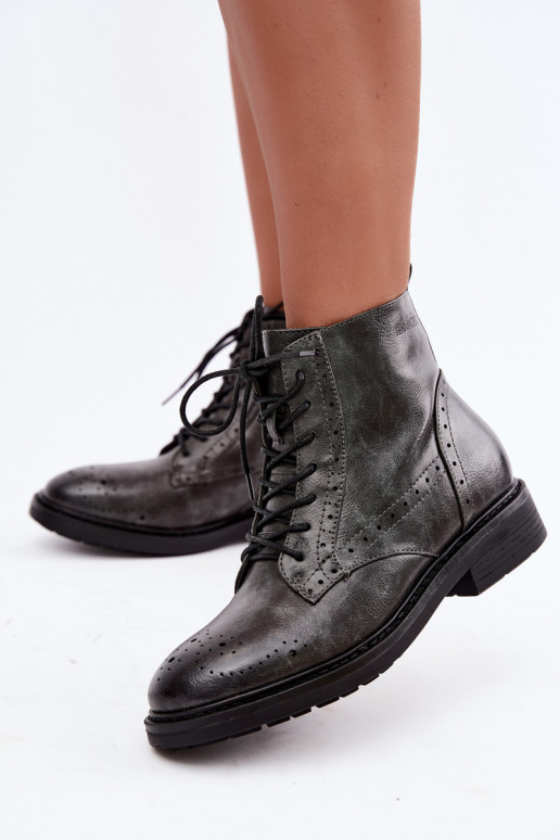 Wärmende Damen Stiefeletten mit breiten Absätzen Medicine RIN16-OBD426-90X, grau
