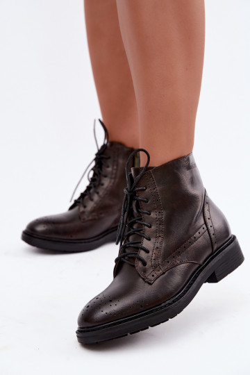 Damenstiefel mit breiten Absätzen sich Zuarm laufen Medicine RIN16-OBD426-88X dunkelbraun 2