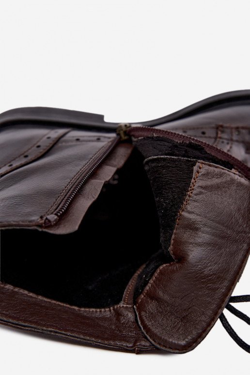 Wärmende Damen Stiefeletten mit breiten Absätzen Medicine RIN16-OBD426-88X, dunkelbraun