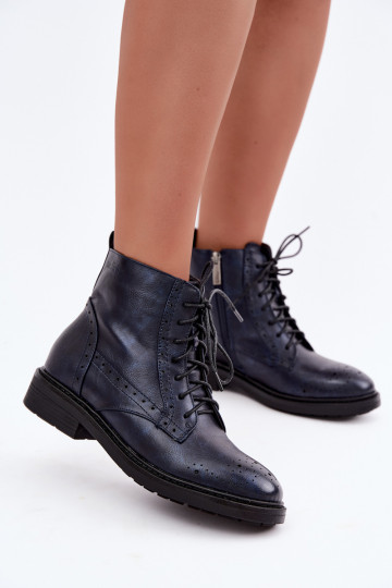 Damenstiefel mit breiten Absätzen sich Zuarm laufen Medicine RIN16-OBD426-59X Dunkelblau 2
