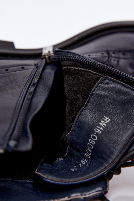 Wärmende Damen Stiefeletten mit breiten Absätzen Medicine RIN16-OBD426-59X, dunkelblau