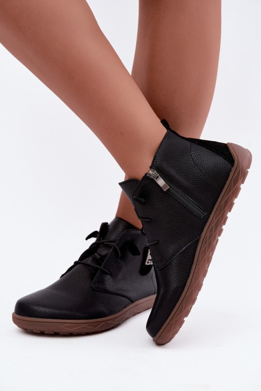 Leder Damen Schuhe Barefoot, schwarz Sireya