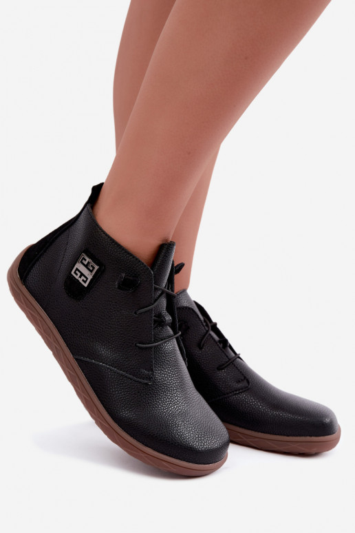 Leder Damen Schuhe Barefoot, schwarz Sireya