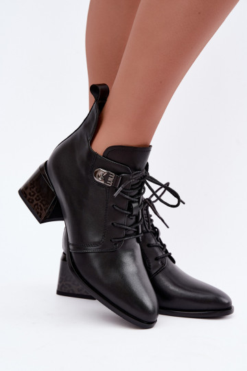Wärmende Leder Damen Stiefeletten Klocke, schwarz Pirelia 2