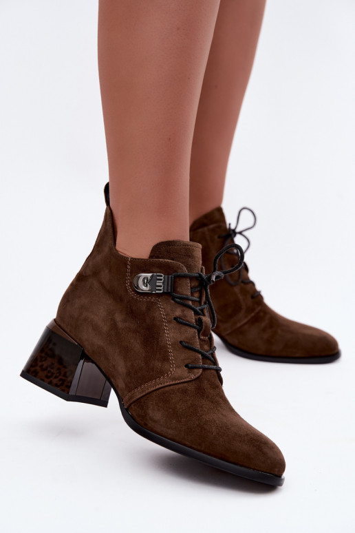 Wärmende Damen Stiefeletten aus Kunstveloursleder Klocke, braun Pirelia