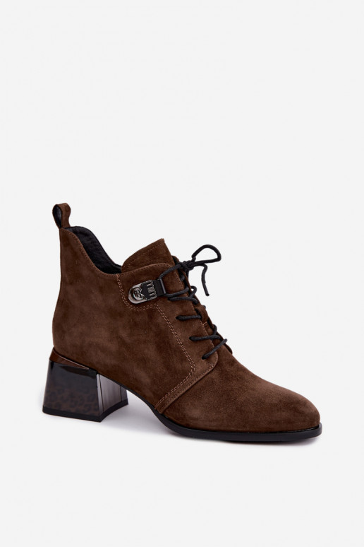 Wärmende Damen Stiefeletten aus Kunstveloursleder Klocke, braun Pirelia