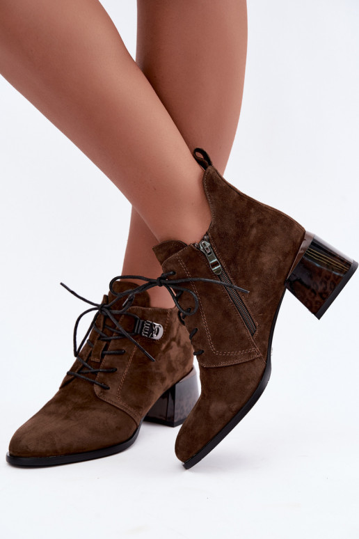 Wärmende Damen Stiefeletten aus Kunstveloursleder Klocke, braun Pirelia
