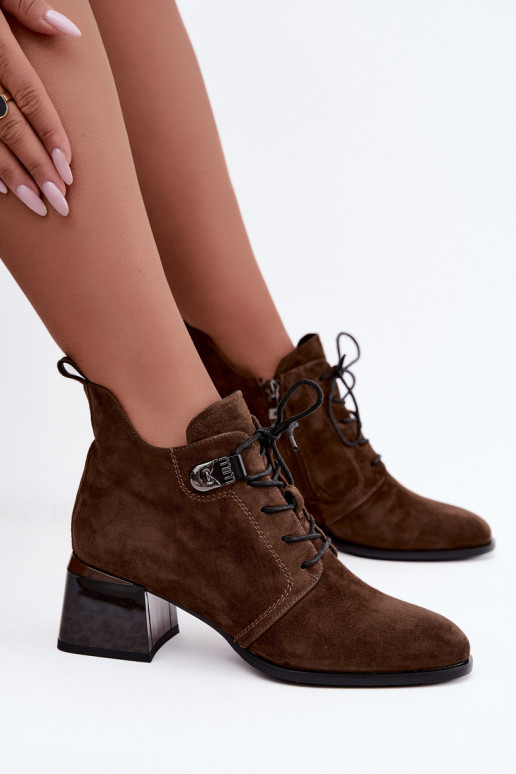 Wärmende Damen Stiefeletten aus Kunstveloursleder Klocke, braun Pirelia