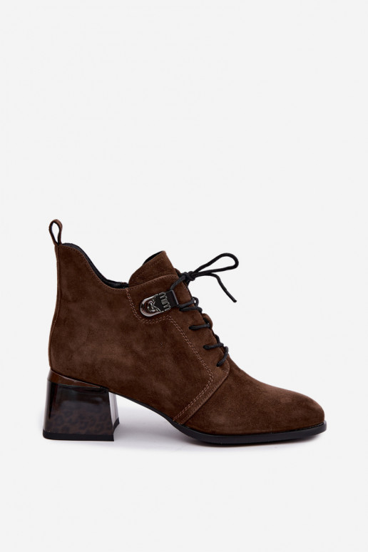 Wärmende Damen Stiefeletten aus Kunstveloursleder Klocke, braun Pirelia