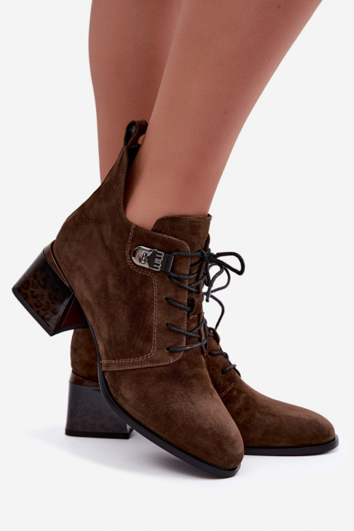Wärmende Damen Stiefeletten aus Kunstveloursleder Klocke, braun Pirelia