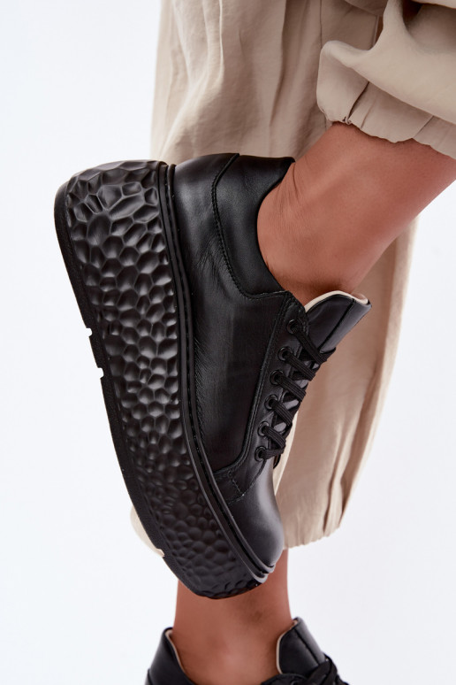Leder Sneakers mit Plattform Zazoo N1000S4, schwarz