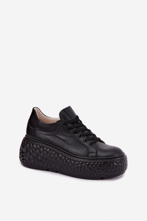 Leder Sneakers mit Plattform Zazoo N1000S4, schwarz