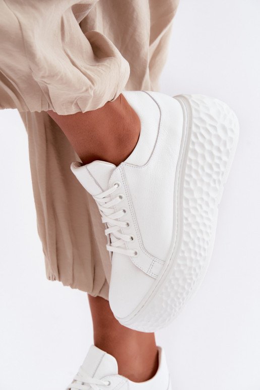 Leder Sneakers mit Plattform Zazoo N1000S4, weiß