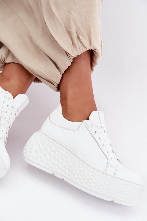 Leder Sneakers mit Plattform Zazoo N1000S4, weiß