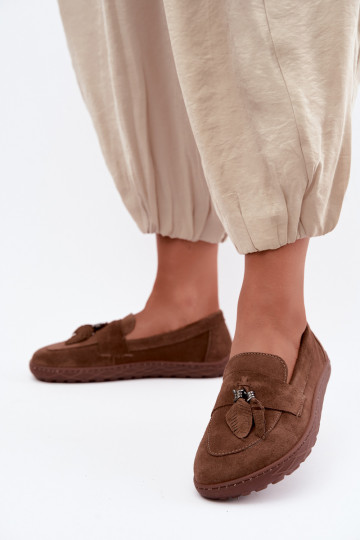 Kunstveloursleder Mokassins Barefoot Zazoo 10220, braun 2