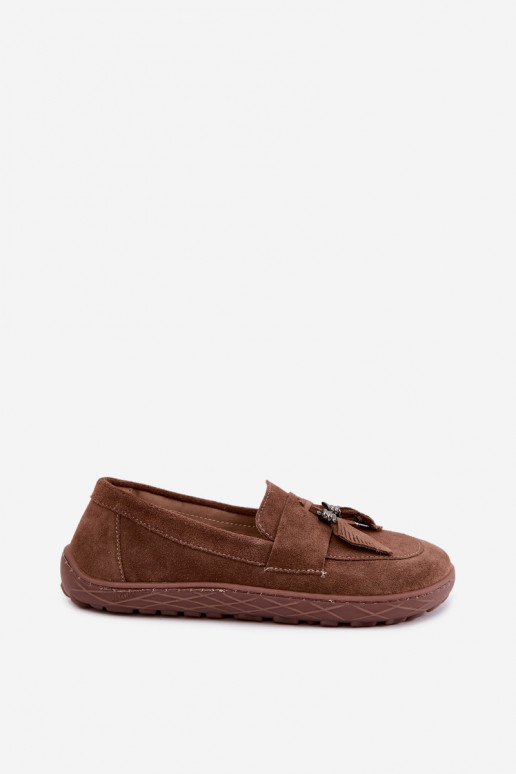 Kunstveloursleder Mokassins Barefoot Zazoo 10220, braun
