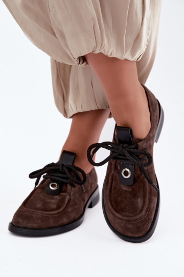 Barfuß-Damenschuhe aus Kunstveloursleder D&A CR62-3460 in Schokoladenfarbe 2