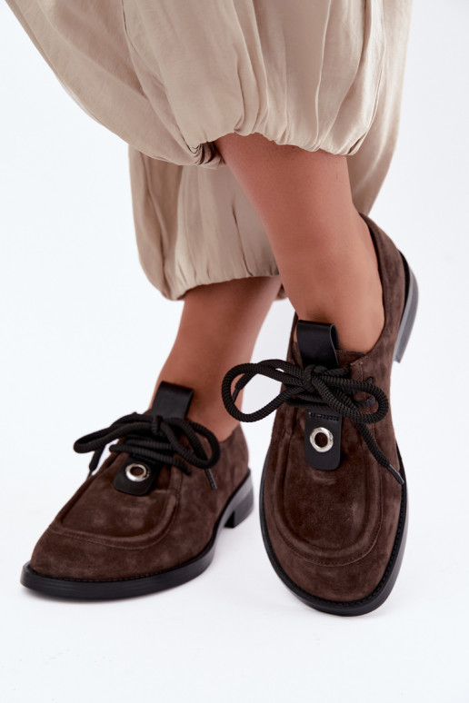 Barfuß-Damenschuhe aus Kunstveloursleder D&A CR62-3460 in Schokoladenfarbe