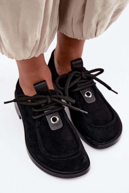 Barfuß-Damenschuhe aus Kunstveloursleder D&A CR62-3460 in schwarzer Farbe