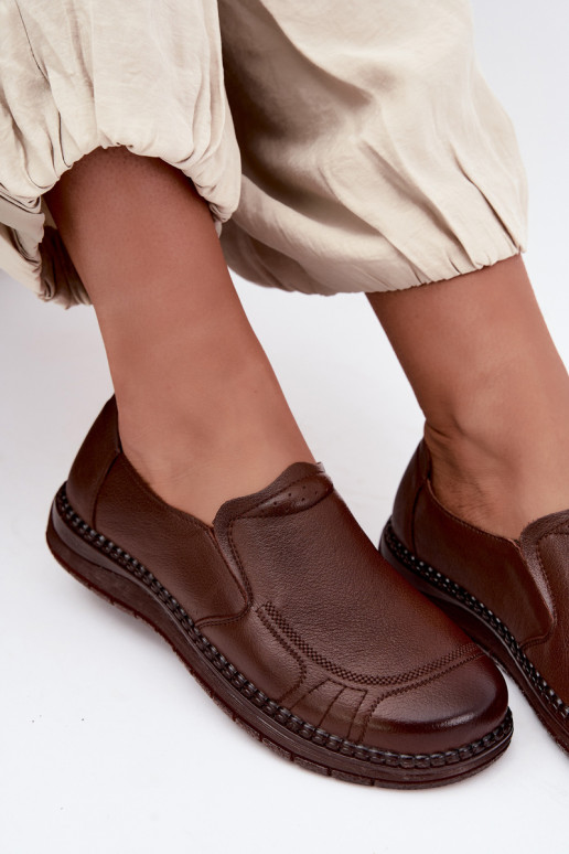 Damen Leder Slipper Vinceza 107241 in brauner Farbe