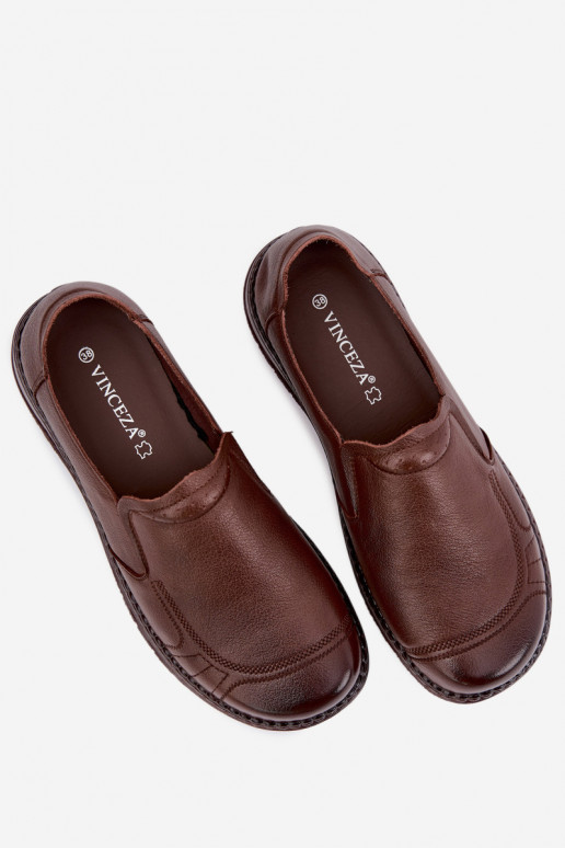 Damen Leder Slipper Vinceza 107241 in brauner Farbe